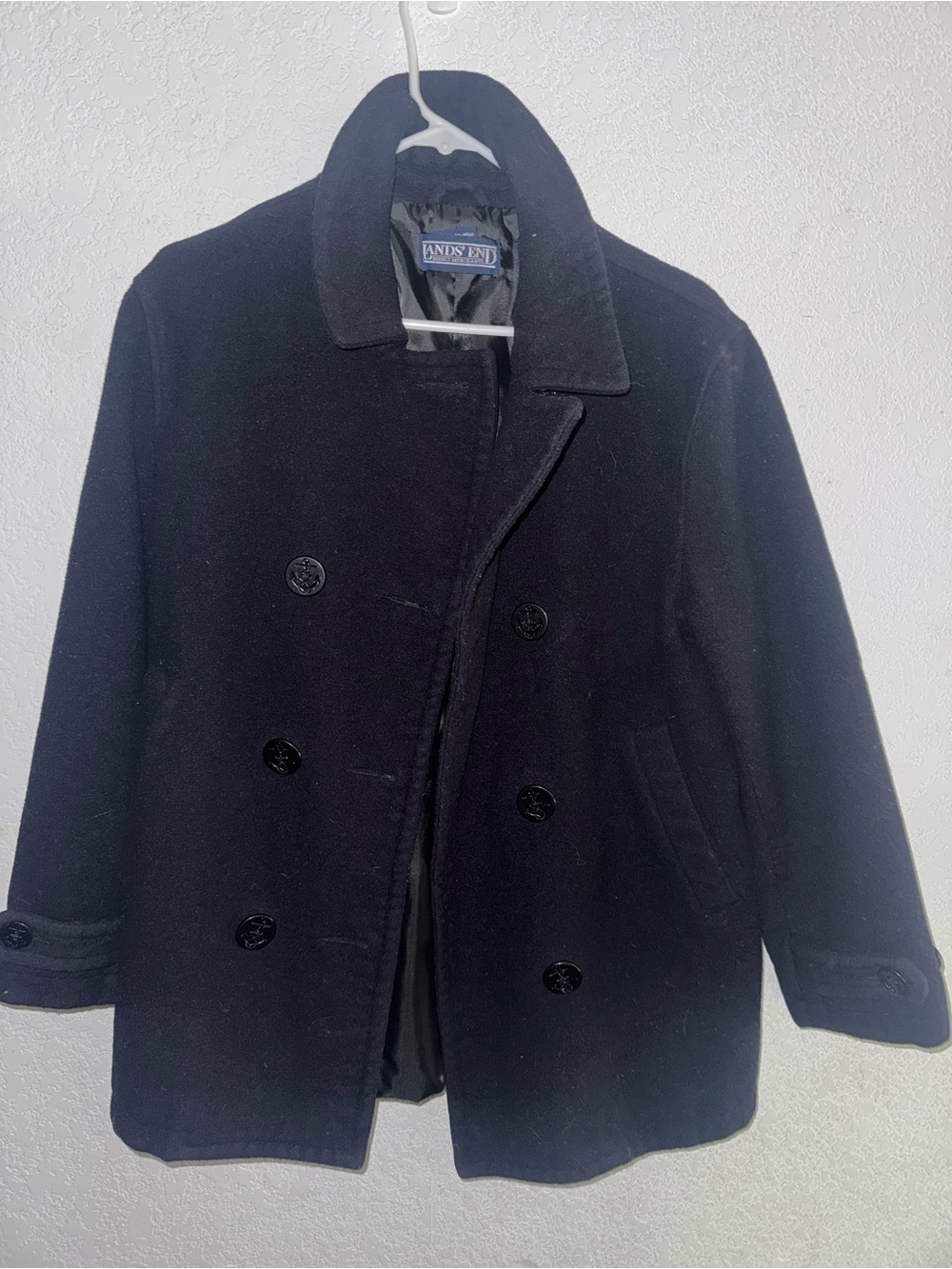 Lands' End women’s Black Wool Peacoat